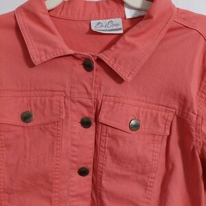 Bend Over Coral-Pink Denim Jacket